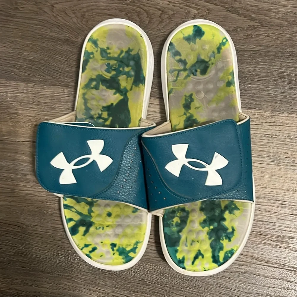 Under Armour Ignite Pro Green Slides Slip On Shoes Size 10